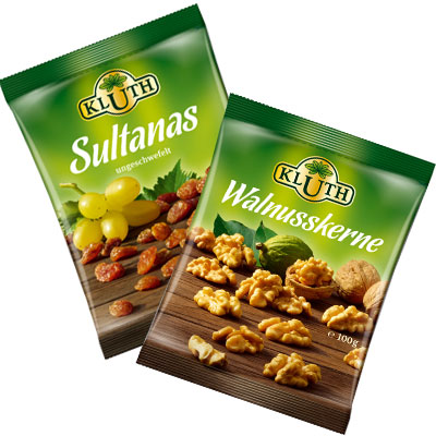 KLUTH Beutel Walsnüsse , Pecannusskerne, Leinsaat und Chia-Samen