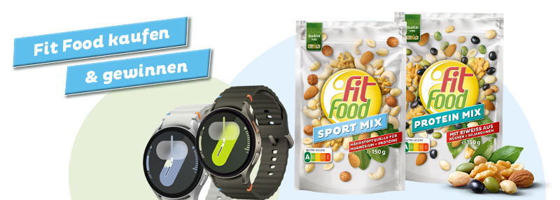 Fit Food kaufen und gewinnen Bild mit 2 Uhren und zwei beutel Fit Food